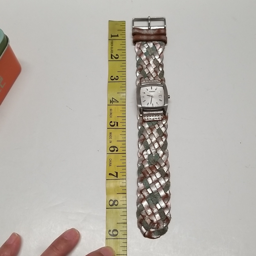 {Fossil} JR-8838 Leather Strap Stainless Steel Analog Watch - Picture 9 of 11
